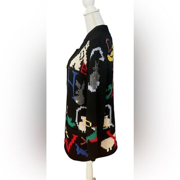 Vtg Moussie Susan Bristol Sweater Cardigan Wool ABCs Back To School Novelty M - Picture 3 of 10